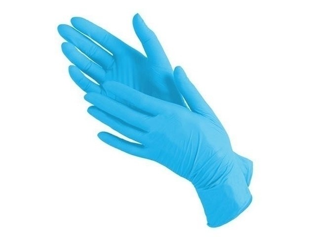 Перчатки синие нитриловые, смотровые, неопудренные. Упаковка 100 шт.